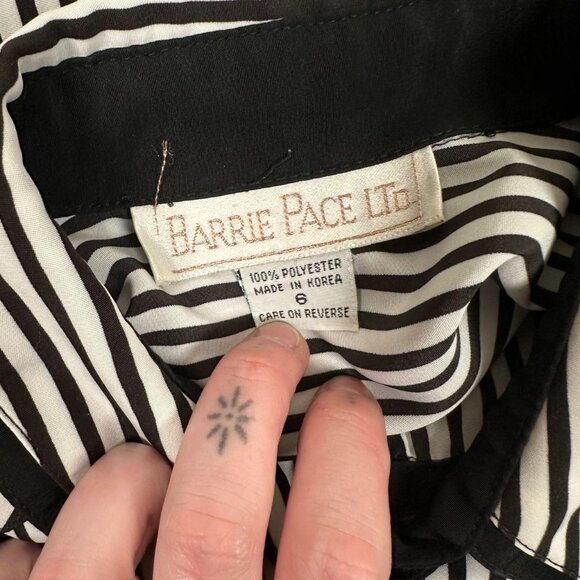 Vintage Barrie Pace Ltd Black and White Striped Blouse - Picture 8 of 8